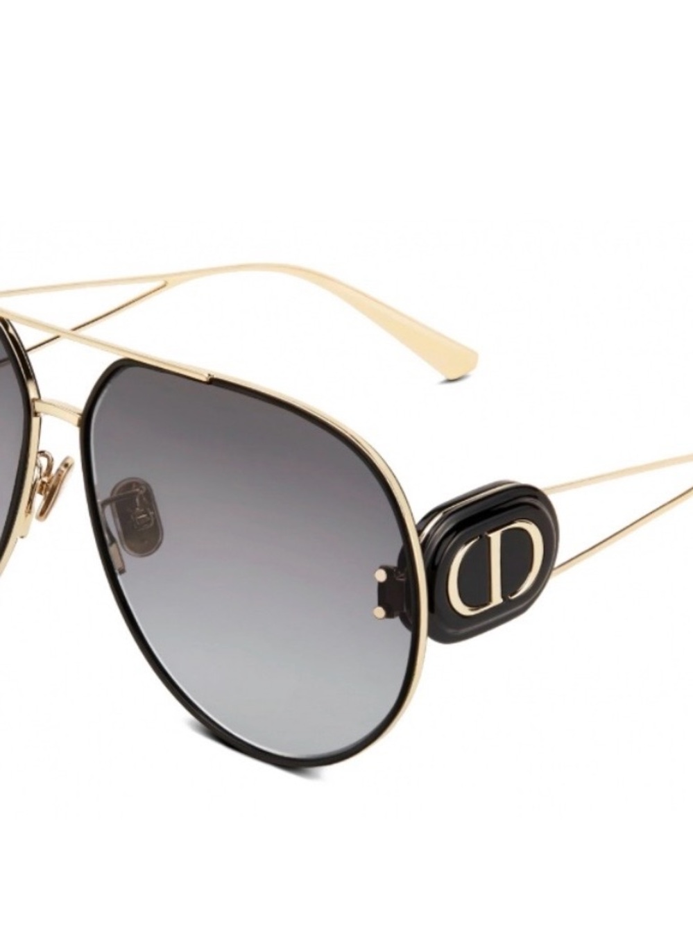 Dior Gold Frame Black Gradient Aviator Sunglasses